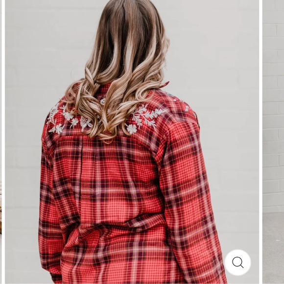 NWT Johnny Was Oversized Roma Button Down Plaid Embroidered Tunic Shirt - Picture 7 of 16